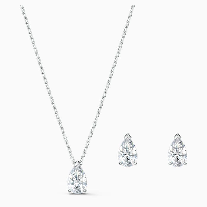 Buy Mahi Valentine Gift Rhodium Plated Swarovski Crystal Pink Paisley Necklace  Set Online